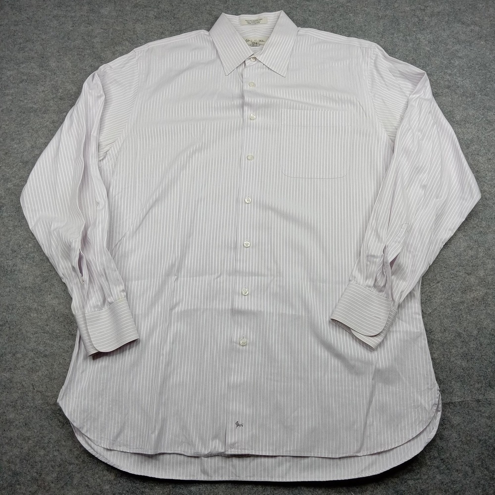 Nordstrom Dress Shirt Mens 16.5 36 Purple Stripe Egyptian Cotton Italian Oxford